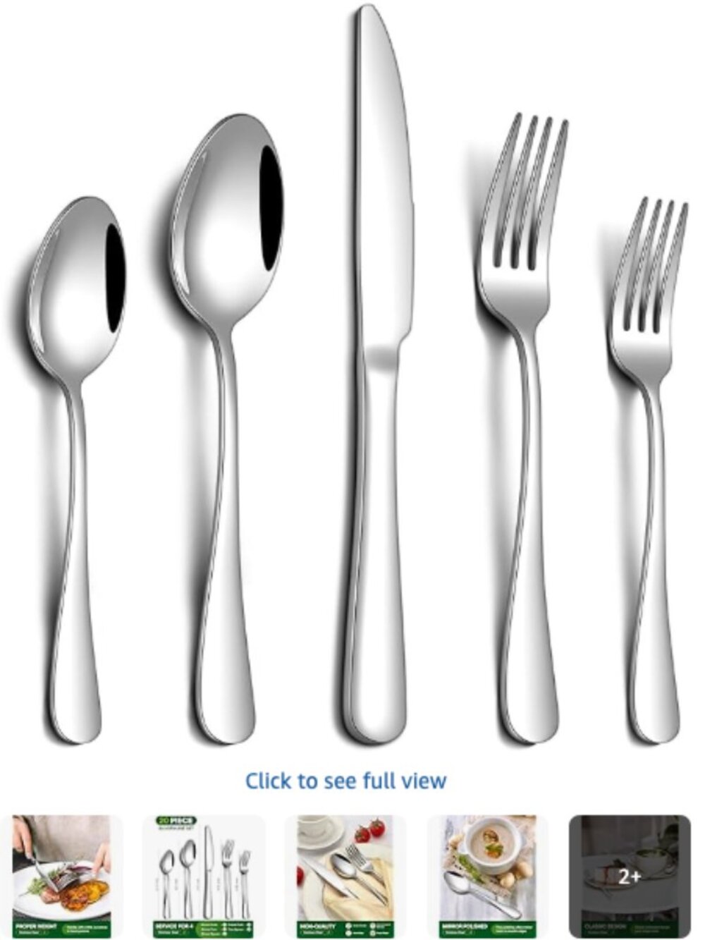 20 Piece Silverware Set, Stainless Steel Flatware Set for 4 Food Grade Novelty F